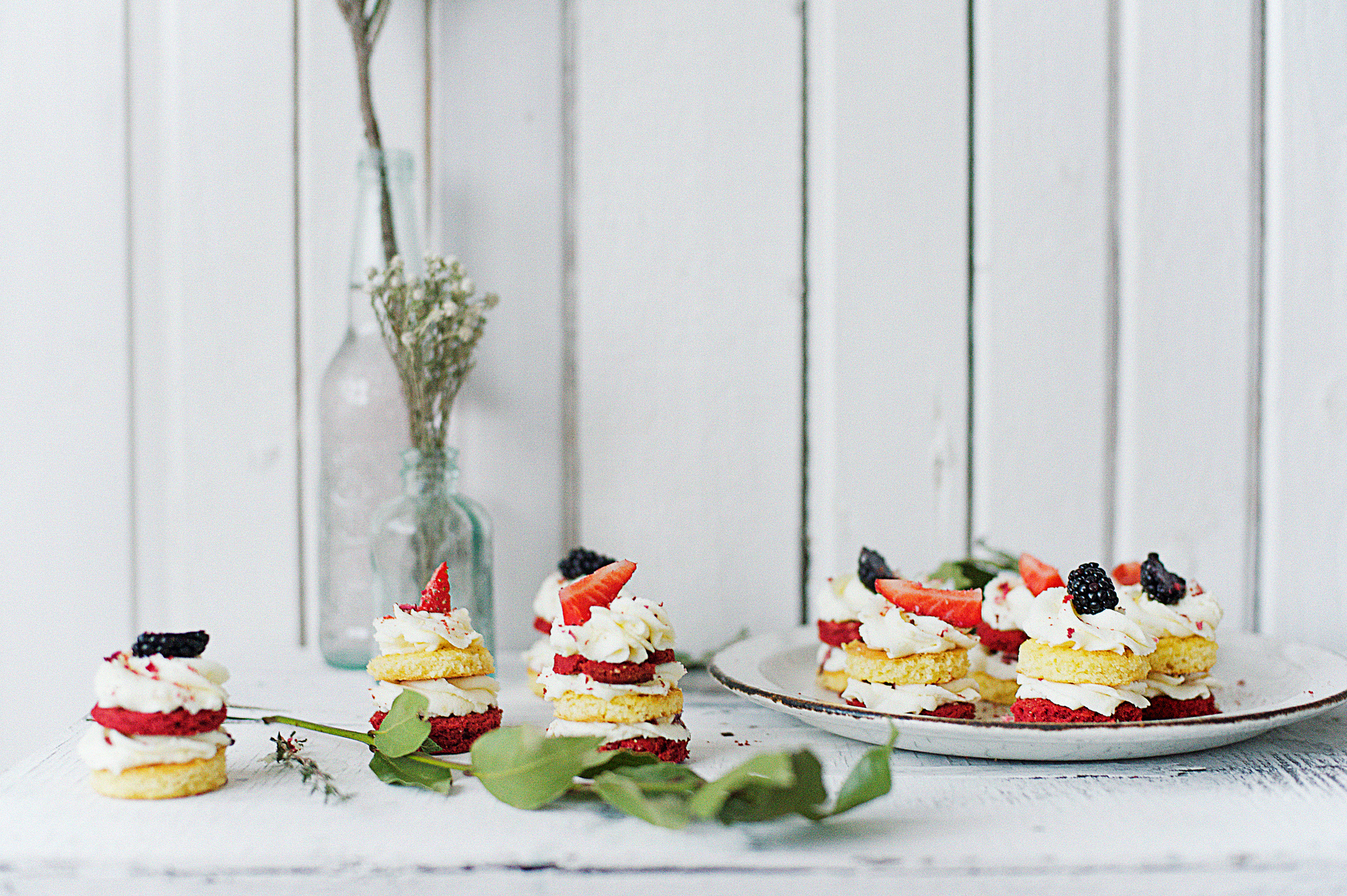 Strawberry and Blackberry Tarts on a Plate