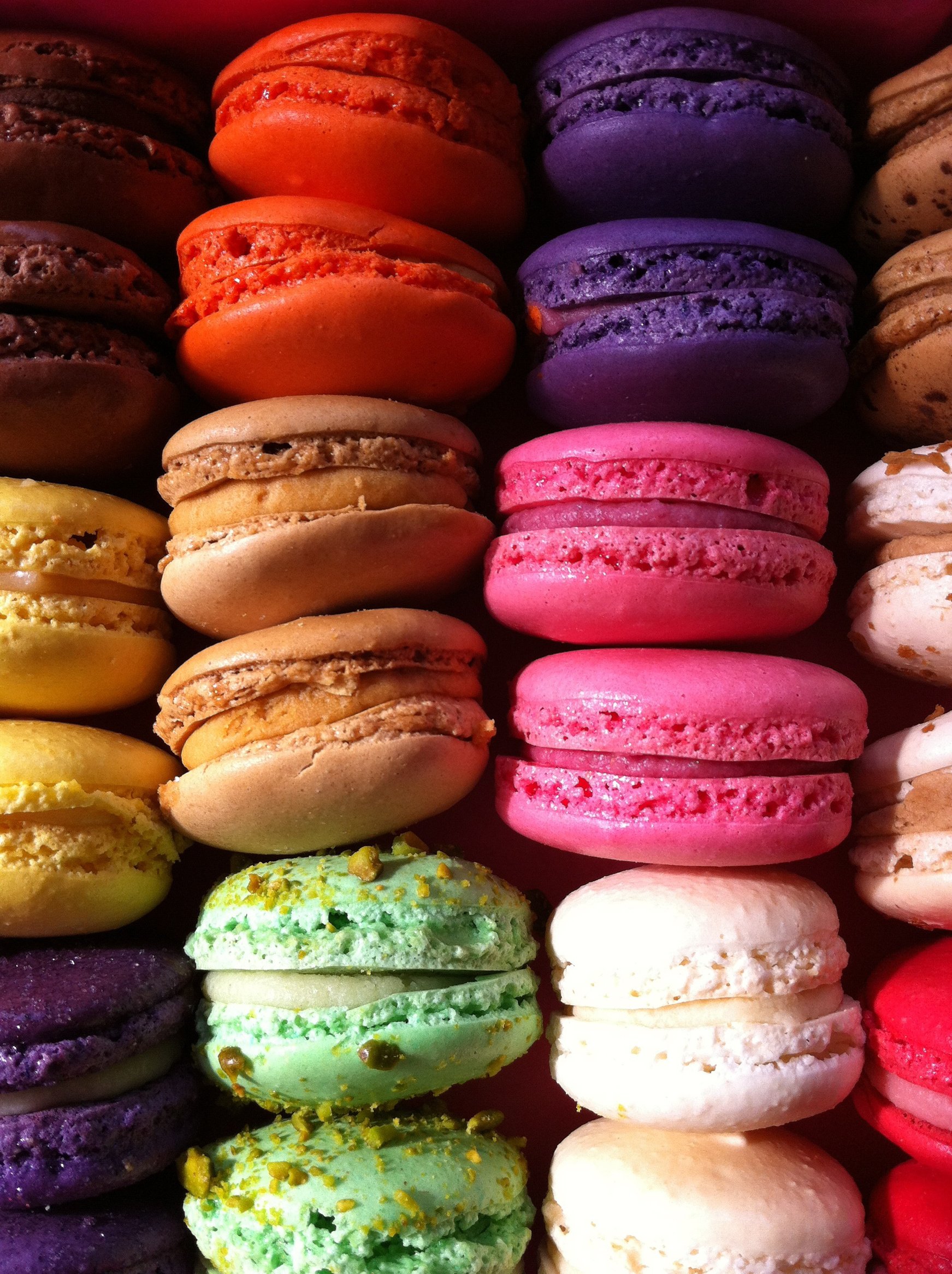 Rows of Colorful Macarons